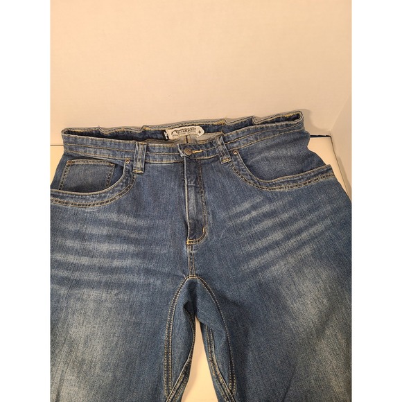 Mountain Khakis Classic Fit Blue Jeans 38x 34 (hemmed To 27") Hiking Outdoors - Picture 1 of 10